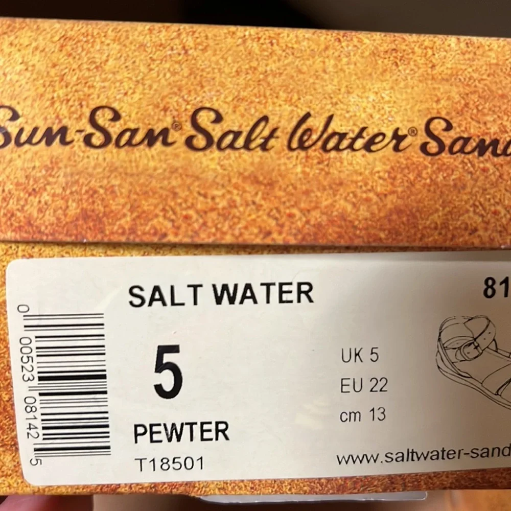 AUTH NIB Salt Water the Original Sandal Toddler Little Kids PEWTER